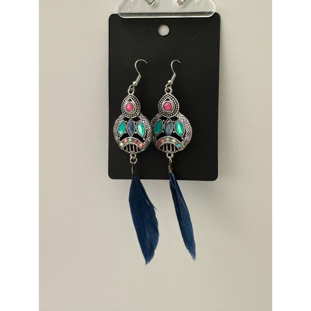BOHO Tribal Style Feather Dangle‎ Pierced Earrings